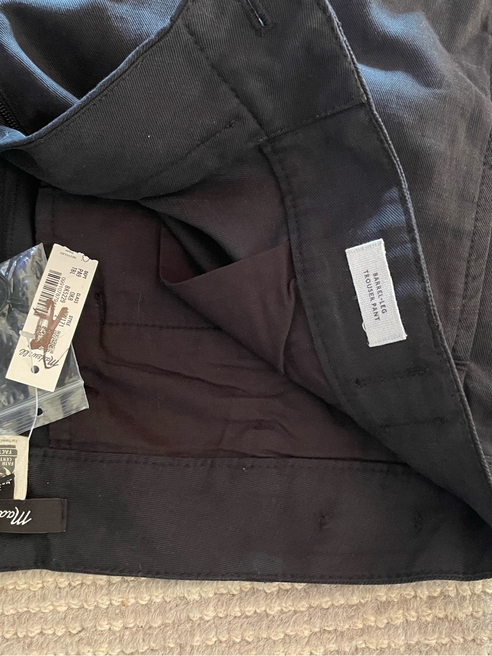 Madewell High-Rise Barrel-Leg Pants Black Linen Blend 2 NWT Trousers Workwear - Picture 3 of 6
